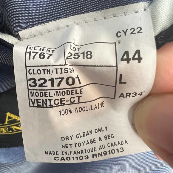 Jack Victor Venice Navy Blue Pinstripe Suit 2-Pc Wool Jacket 44L & Pants 38L - Picture 7 of 13